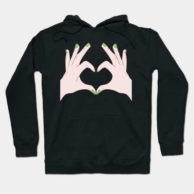 Hands Making Heart Shape Love Sign Language Valentine's Day Hoodie by Okuadinya